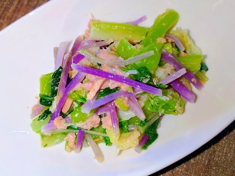 小松菜、キャベツ、紫水菜☆ツナ和え